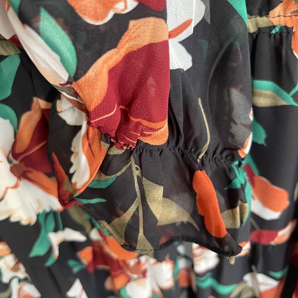 Jodifl Maxi Dress Women 3X Plus Black Fall Floral  Lined Elastic Waist Ruffles - Picture 6 of 8